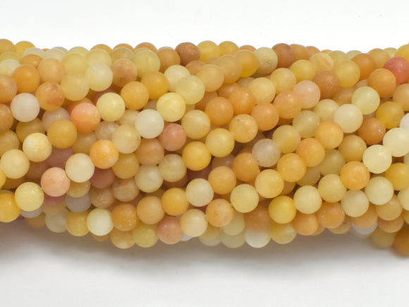 Matte Yellow Jade Beads, 4mm (4.8mm), Round Beads-BeadBeyond