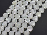 Mother of Pearl, MOP, White, 12mm Heart-BeadBeyond