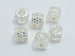 4pcs 925 Sterling Silver Beads, 5x4.5mm Tube Beads, Big Hole Filigree Beads-Metal Findings & Charms-BeadBeyond