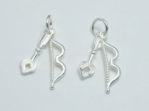 2sets 925 Sterling Silver Charms, Bow and Arrow Charms, Bow 19x5mm, Arrow 16x5mm-BeadBeyond