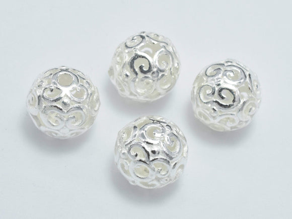 2pcs 8.5mm 925 Sterling Silver Beads, 8.5mm Filigree Round Beads-Metal Findings & Charms-BeadBeyond