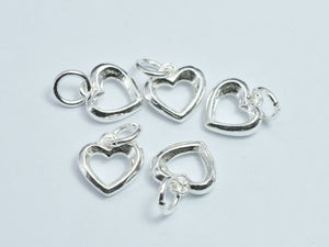 2pcs 925 Sterling Silver Heart Charm, 9.5mm-BeadBeyond