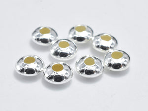 20pcs 925 Sterling Silver Spacers, 4x2mm Saucer Beads-Metal Findings & Charms-BeadBeyond