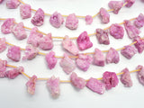 Raw Druzy Quartz Geode - Coated Pink, Approx. 15x20mm Nugget-BeadBeyond
