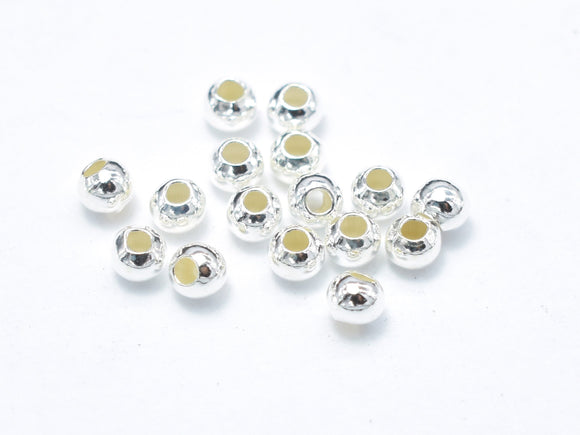 Approx 100pcs 925 Sterling Silver Beads, 2mm Round Beads, Hole 1mm-Metal Findings & Charms-BeadBeyond