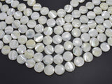 Mother of Pearl, MOP, White, 15mm Coin-BeadBeyond