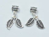1pc 925 Sterling Silver Charm-Antique Silver, Leaf 6x14mm-Metal Findings & Charms-BeadBeyond