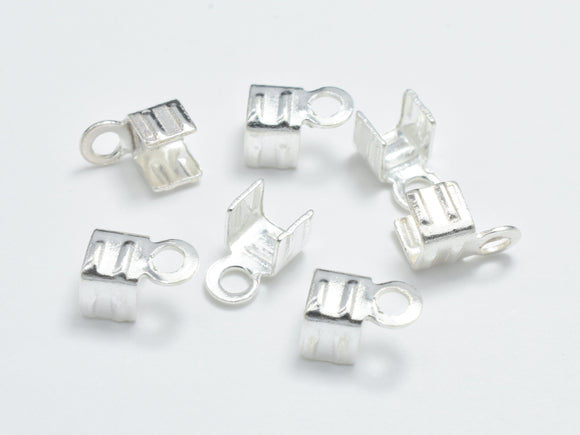 10pcs 925 Sterling Silver Cord Ends, Fold Over Cord Ends, 6x4mm, Inner 2.8mm-BeadBeyond