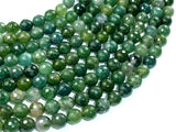 Moss Agate Beads, 8mm, Green, Faceted Round Beads-BeadBeyond