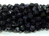 Blue Goldstone Beads, 8mm (7.5mm) Star Cut Faceted Round-Gems: Round & Faceted-BeadBeyond