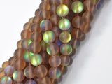 Matte Mystic Aura Quartz-Smoky Brown, 8mm (8.5mm) Round-Gems: Round & Faceted-BeadBeyond