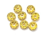 Rhinestone, 6mm,Finding Spacer Round, Gold plated Brass, 30 pieces-Metal Findings & Charms-BeadBeyond
