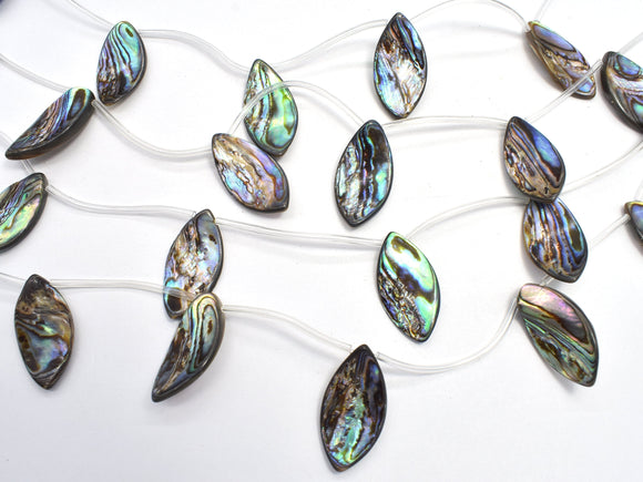 Abalone 13x25mm Curved Marquise Beads, Side Drilled, 14 Inch-BeadBeyond