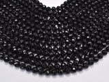 Black Tourmaline Beads, 8mm (8.4mm) Faceted Round-Gems: Round & Faceted-BeadBeyond