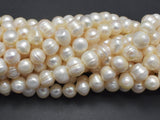 Fresh Water Pearl Beads-White, 8.5-10mm Potato Beads, 13.5 Inch-BeadBeyond