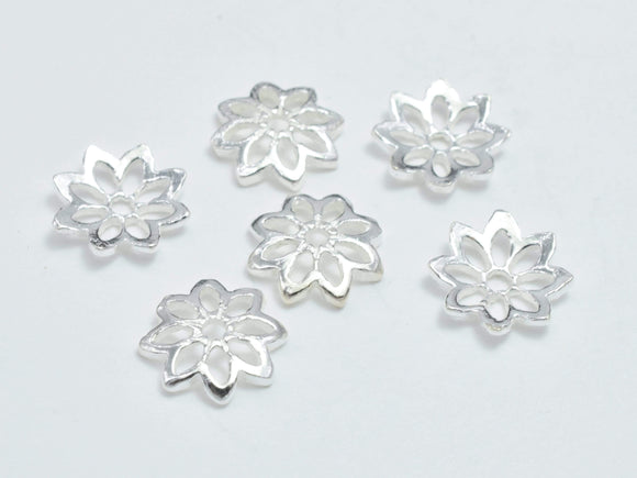 10pcs 925 Sterling Silver Bead Caps, 8x1.7mm Flower Bead Caps-Metal Findings & Charms-BeadBeyond