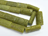 Jade Beads, 19x36mm, Flat Tube, Caved Jade-BeadBeyond
