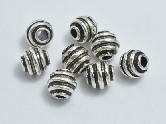 8pcs 925 Sterling Silver Beads-Antique Silver, 3.8mm Round Bead-Metal Findings & Charms-BeadBeyond