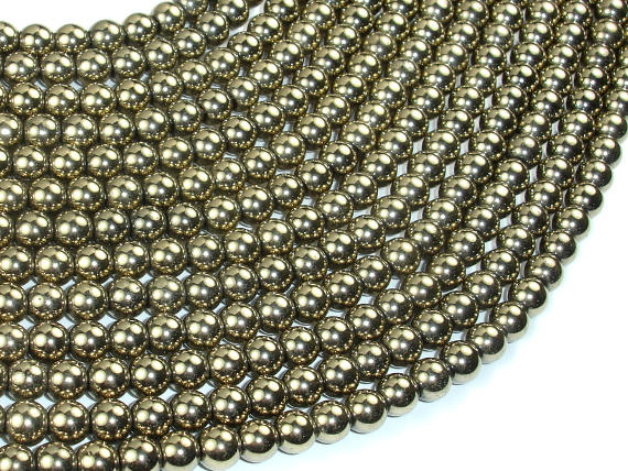 Hematite Beads- Light Gold, 6mm Round Beads-Gems: Round & Faceted-BeadBeyond