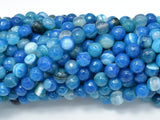 Banded Agate Beads, Striped Agate, Blue, 6mm Faceted Round-Agate: Round & Faceted-BeadBeyond