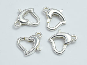 2pc 925 Sterling Silver Clasp, Heart Clasp, 10x9mm-BeadBeyond