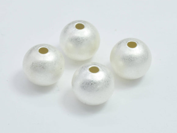 4pcs Matte 925 Sterling Silver Beads, 8mm Round Beads-Metal Findings & Charms-BeadBeyond