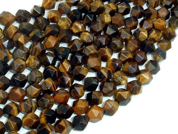 Tiger Eye, 8mm Star Cut Faceted Round-Gems: Round & Faceted-BeadBeyond