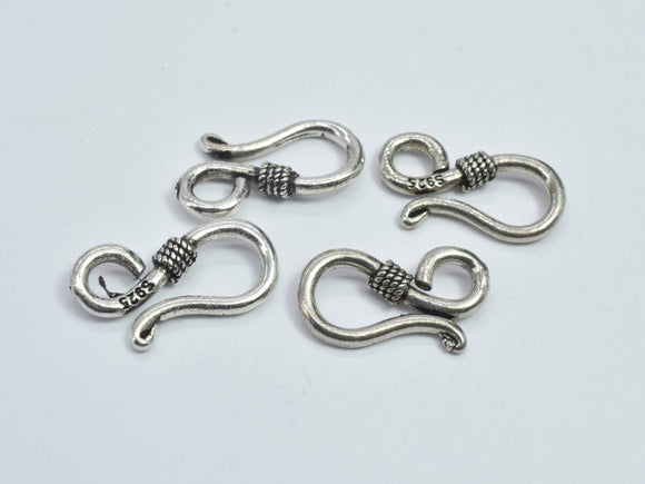 2pcs 925 Sterling Silver S Hook Clasps, S Hook Clasps Connector, 16x8mm-Metal Findings & Charms-BeadBeyond