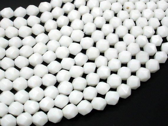White Jade Beads, 8mm Star Cut Faceted Round-Gems: Round & Faceted-BeadBeyond
