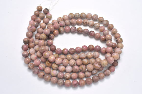 Rhodonite Beads, Light Pink, 8mm, Round Beads-BeadBeyond