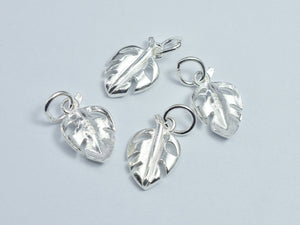 2pcs 925 Sterling Silver Charms, Leaf Charms, 13x9mm-BeadBeyond