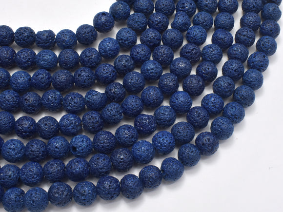 Dark Blue Lava Beads, Round, 8mm (8.5mm)-BeadBeyond