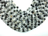Black Rutilated Quartz Beads, 8mm Round Beads-Gems: Round & Faceted-BeadBeyond