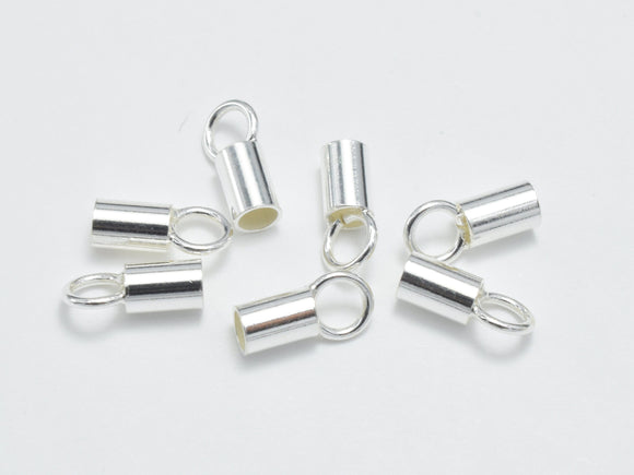 20pcs 925 Sterling Silver Cord End Cap, 7.2x2.6mm-Metal Findings & Charms-BeadBeyond