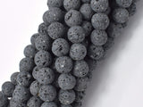 Unwaxed Black Gray Lava, 8mm (8.5mm) Round-Gems: Round & Faceted-BeadBeyond