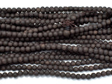 Matte Black Sandalwood Beads, 6mm(6.3mm) Round-Wood-BeadBeyond