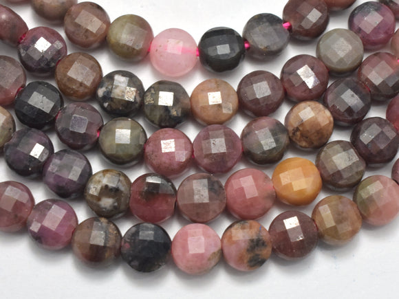 Rhodonite, 4mm Faceted Coin-Gems:Oval,Rectangle,Coin-BeadBeyond
