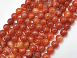 Banded Agate Beads, Striped Agate, Orange, 8mm (8.3mm) Round-Gems: Round & Faceted-BeadBeyond