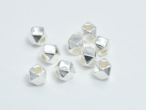 6pcs 925 Sterling Silver Beads, 3.5mm Faceted Cube-Metal Findings & Charms-BeadBeyond