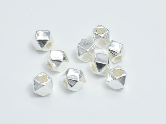 6pcs 925 Sterling Silver Beads, 3.5mm Faceted Cube-Metal Findings & Charms-BeadBeyond