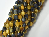 Golden Tiger Eye, Blue Tiger Eye, 6mm Faceted Prism Double Point Cut-Gems: Round & Faceted-BeadBeyond