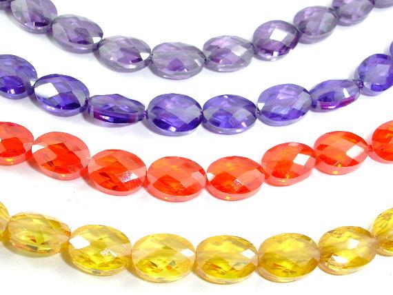 CZ beads, Faceted Oval, 6x8mm-Cubic Zirconia-BeadBeyond