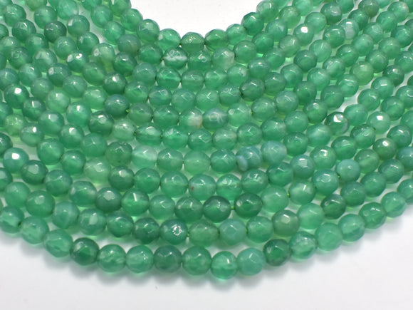 Agate Beads-Green, 4mm Faceted Round, 15 Inch-Gems: Round & Faceted-BeadBeyond