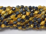 Golden Tiger Eye, Blue Tiger Eye, 6mm Faceted Prism Double Point Cut-Gems: Round & Faceted-BeadBeyond