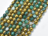 Mystic Coated Banded Agate-Green & Gold, 6mm, Faceted-BeadBeyond