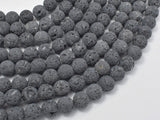 Unwaxed Black Gray Lava, 10mm (10.5mm) Round-Gems: Round & Faceted-BeadBeyond