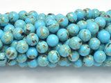 Shell Turquoise Howlite-Blue, 8mm (8.5mm), Round-BeadBeyond