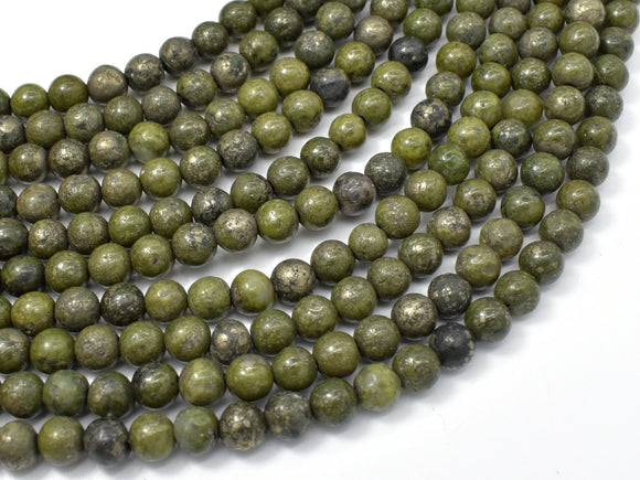 Epidote-Pyrite Inclusion, 6mm(6.3mm) Round beads-Gems: Round & Faceted-BeadBeyond