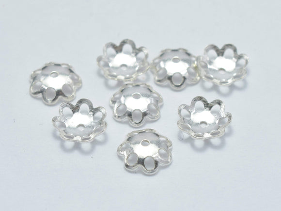 30pcs 925 Sterling Silver Bead Caps, 6mm Flower Bead Caps-Metal Findings & Charms-BeadBeyond