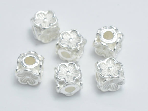 4pcs 925 Sterling Silver Beads, 5x5mm Cube Beads-Metal Findings & Charms-BeadBeyond